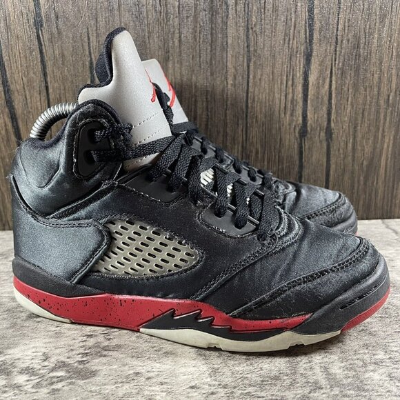 Jordan Other - Nike Air Jordan 5 Retro Satin PS Black Red White 2017 440889-006 Size 1